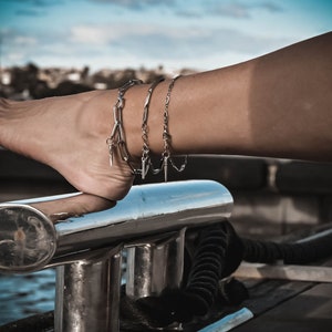 Ankle bracelet chains, Stainless steel anklets, Boho layered anklets, Silver stacked beach foot accessory