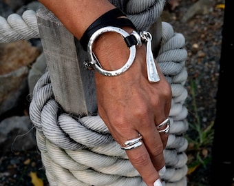 Bold wrap leather Bracelet, Standout unode50 style bracelet, edgy statement cuff bracelet