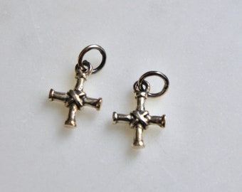 Silver charms, cross charms, plus sign charms, small cross charms, sterling charms, sterling crosses, charm pair, The Jeweler's Wife