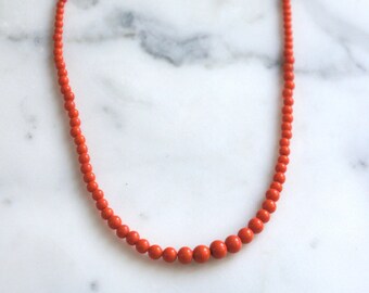 Vintage beaded necklace, orange necklace, orange beads, vintage orange beads, beads choker, repurposed beads, from The Jewelers Wife.