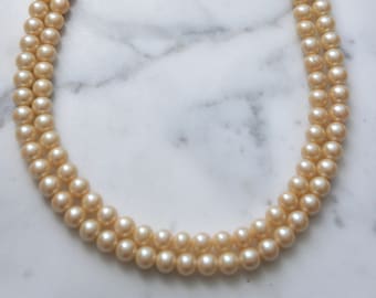 Vintage pearl necklace, glass pearl necklace, double strand necklace, bridal jewelry, bridal necklace from The Jewelers Wife.