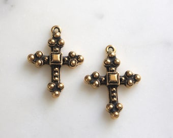 Gold cross, pair of crosses, ornate crosses, earring crosses, gold crosses, cross charms, religious charm, from The Jeweler's Wife