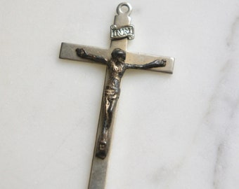 Rosary cross, vintage cross, large rosary cross, rosary parts, silver cross, from The Jeweler's Wife