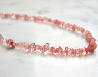 Strawberry quartz necklace, strawberry quartz nuggets, pink quartz, pink quartz necklace, pink beaded necklace, The Jewelers Wife.