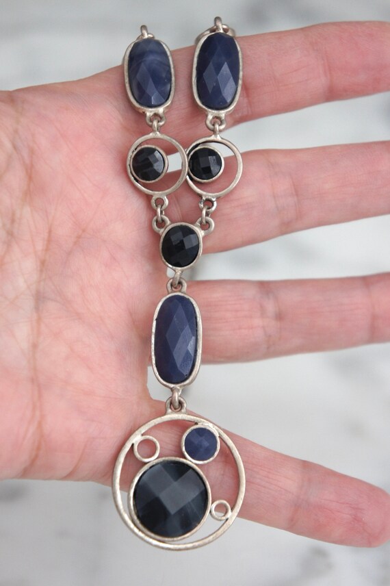 Vintage 70's necklace, navy blue vintage necklace… - image 7