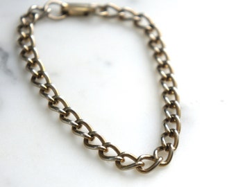 Vintage bracelet, charm bracelet, unisex bracelet, gold toned bracelet, vintage chain,  jewelry supplies, from The Jewelers Wife.