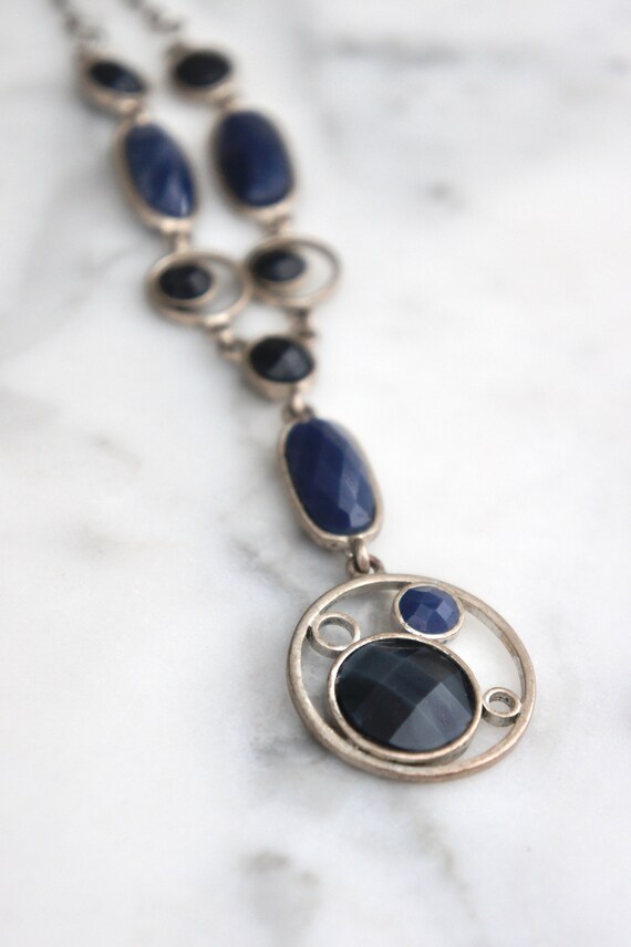Vintage 70's necklace, navy blue vintage necklace… - image 6