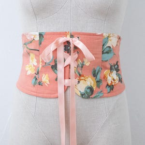 corset style belt vintage rococo floral  fabric 26.5-27&quot;  waist, corset belt renaissance faire costume accessory