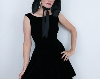 1960s Black Velvet Drop Waist Dress - Naturally Natlynn New York