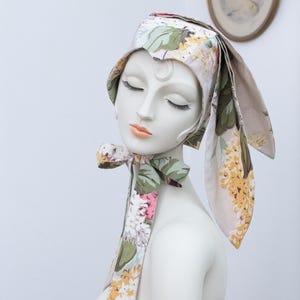 Vintage COHAMA Fabric Bunny Bonnet: 1960s Hydrangea Print Rabbit Costume