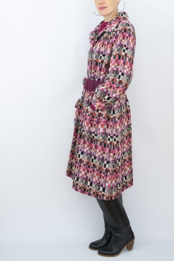 1960's Wool dress coat multi color with satin lini