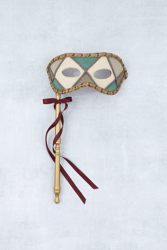 masquerade mask stick handle Gem