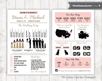 fun wedding program infographic silhouette for large wedding etsy