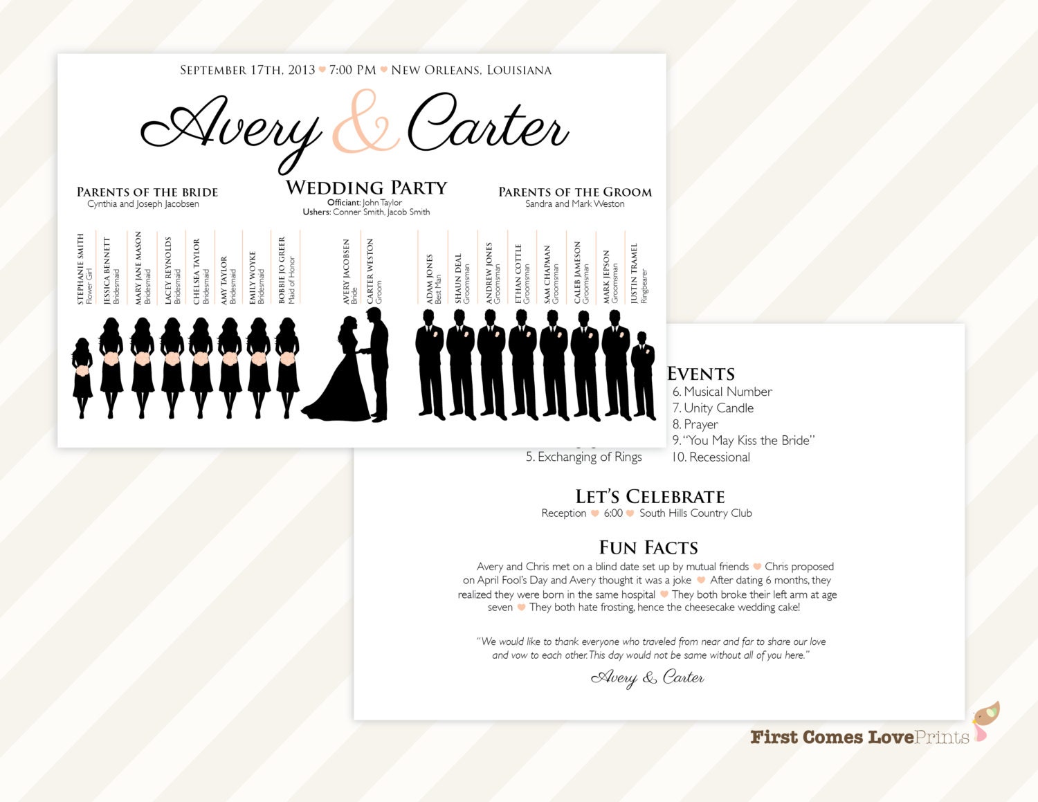 PRINTABLE Wedding Program The Avery