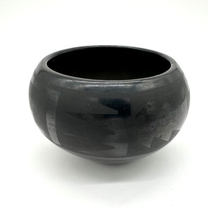 Tonita Roybal Fantastic Black on Black Pueblo Pottery Bowl, San Ildefonso Pueblo, c. 1920-1945.
