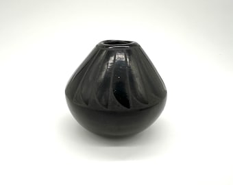 Christina Naranjo early Black on Black Pottery, Santa Clara Pueblo, C. 1930s-1950s.