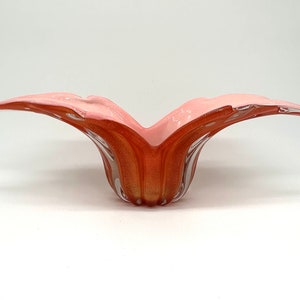 Alfredo Barbini for Weil Winged Orange & Gold Cased Lattimo Glass Bowl, Console/Centerpiece c. 1960s.