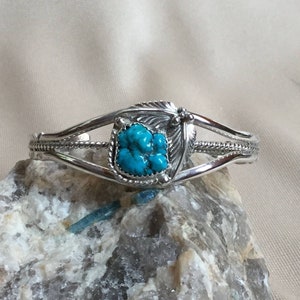 Turquoise cuff bracelet, Navajo, Exquisite, sterling silver