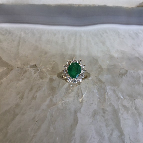 Emerald and diamond ring, 14k white gold, .70 car… - image 6