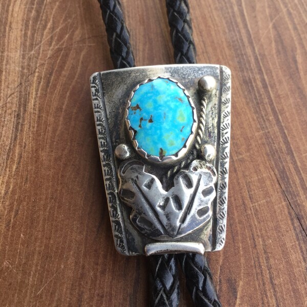 Bolo tie, Southwest, vintage, turquoise, sterling silver, Western tie