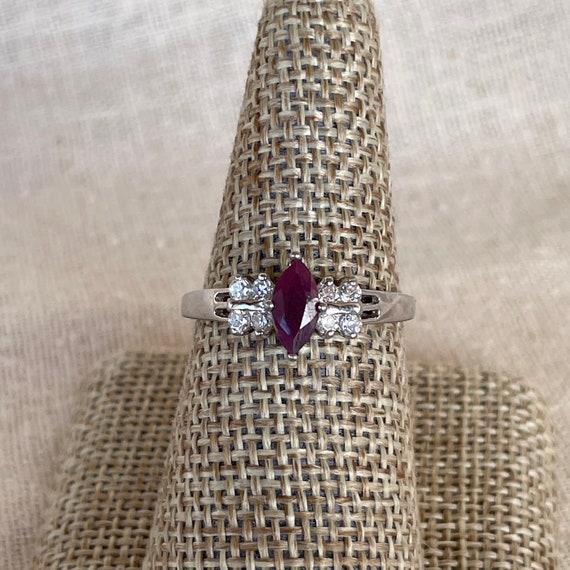 Natural Ruby ring in Sterling silver, side CZs, s… - image 4