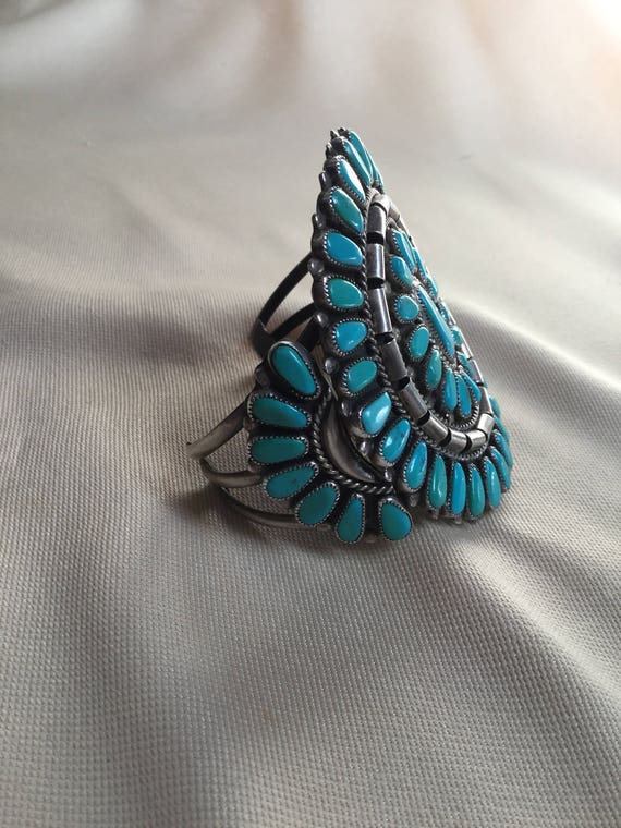 Navajo turquoise Sterling Silver bracelet, Wilson… - image 7