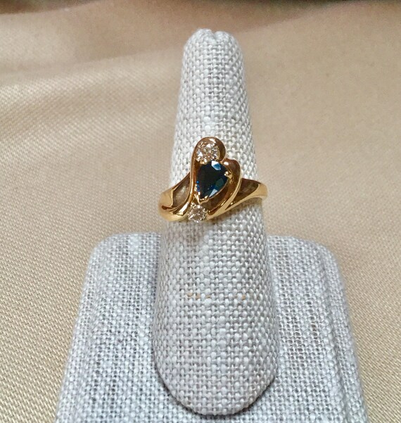 Sapphire and diamond ring, yellow 14k gold, one c… - image 8