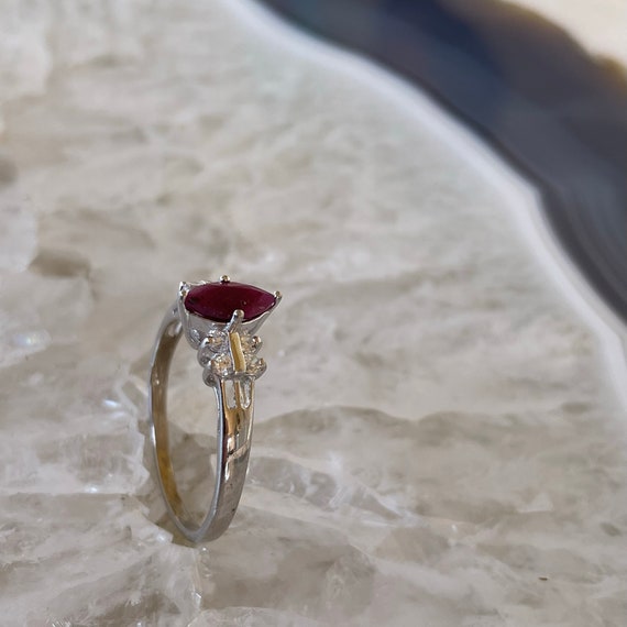 Natural Ruby ring in Sterling silver, side CZs, s… - image 7
