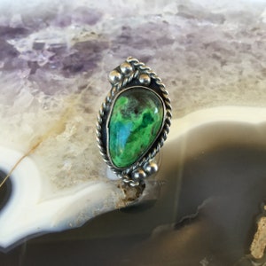 Turquoise ring, sterling silver, Southwest style, size 7 1/4