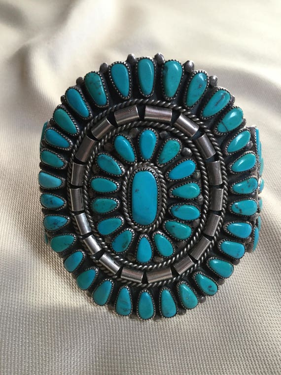 Navajo turquoise Sterling Silver bracelet, Wilson… - image 4