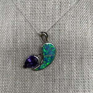 Opal Amethyst swirl pendant, sterling silver
