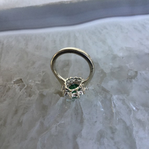 Emerald and diamond ring, 14k white gold, .70 car… - image 8