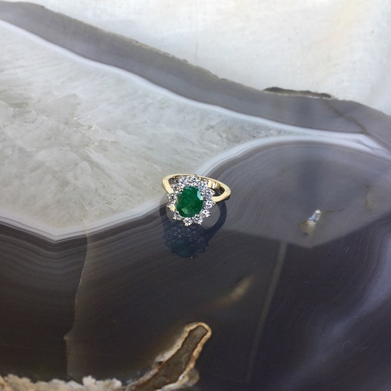 Emerald and diamond ring, 14k white gold, .70 car… - image 2