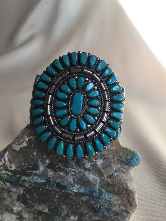 Navajo turquoise Sterling Silver bracelet, Wilson… - image 2
