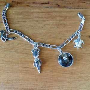 Southwest charm bracelet, sterling silver
