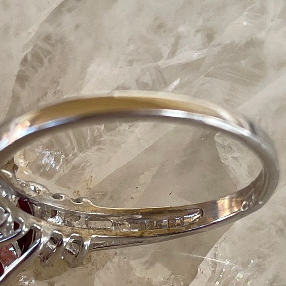 Natural Ruby ring in Sterling silver, side CZs, s… - image 6