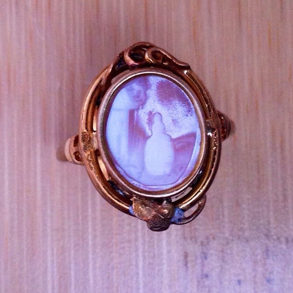 Vintage cameo ring, 10k gold cameo ring, cameo,