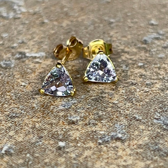 Natural Tanzanite earrings, 14k gold