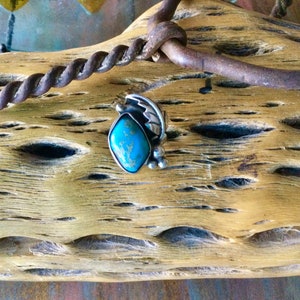 Navajo turquoise ring, Signed Savage, Sterling silver, size 6 1/2