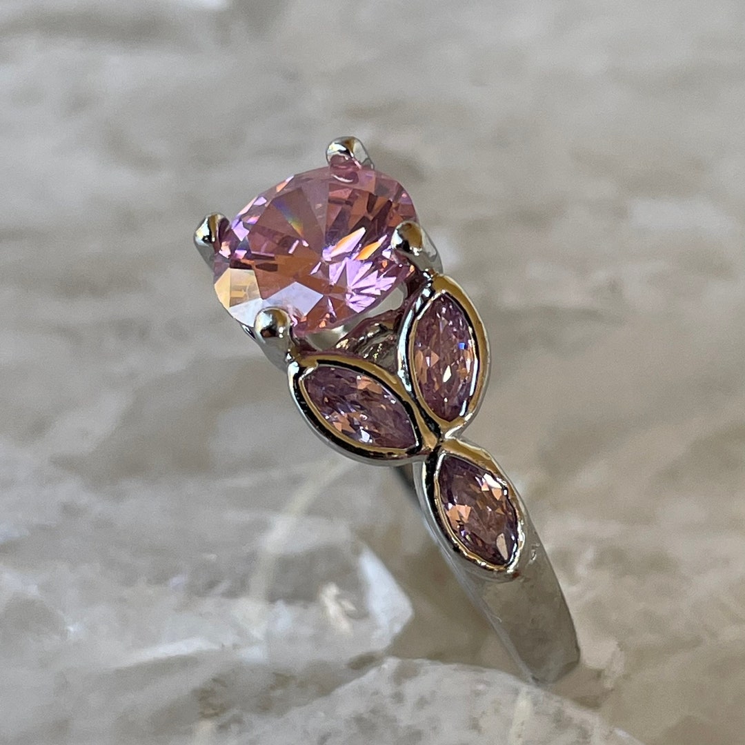 Pink Ice Ring Sterling Silver Size 7 3/4 Etsy
