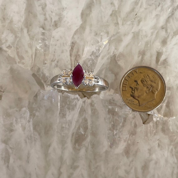 Natural Ruby ring in Sterling silver, side CZs, s… - image 9