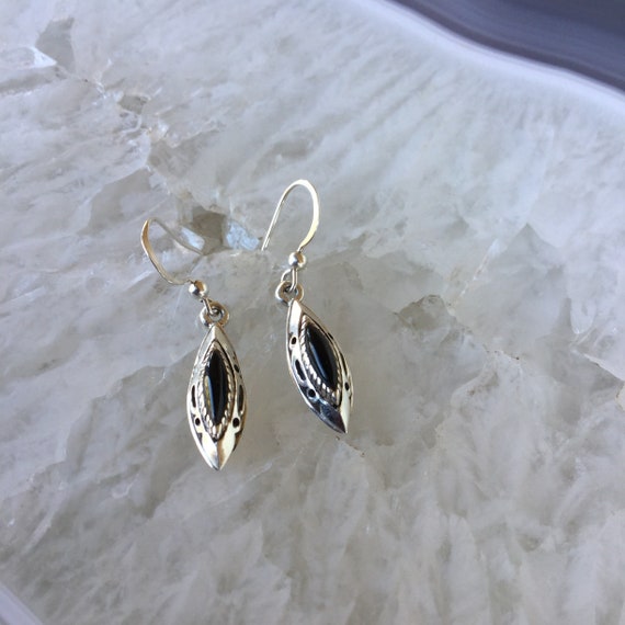 Onyx sterling silver drop earrings