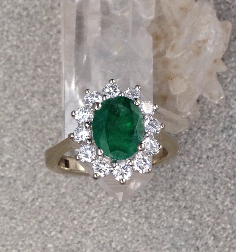 Emerald and Diamond Ring 14k White Gold .70 Carats Diamonds - Etsy