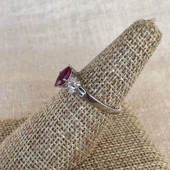 Natural Ruby ring in Sterling silver, side CZs, s… - image 3