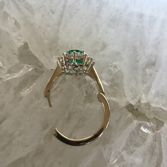 Emerald and diamond ring, 14k white gold, .70 car… - image 9