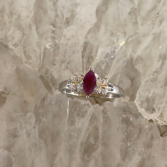 Natural Ruby ring in Sterling silver, side CZs, s… - image 10