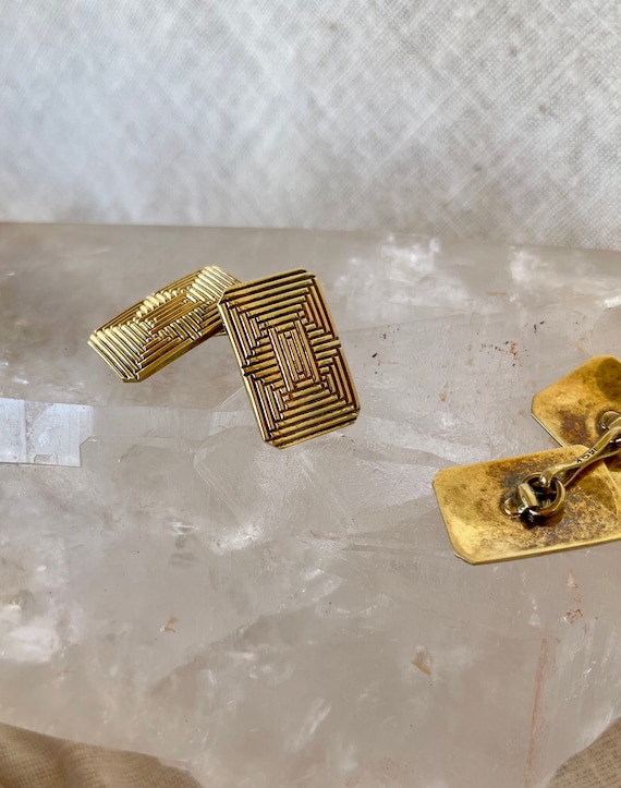 14k gold Art Deco cuff links, wedding jewelry, Men