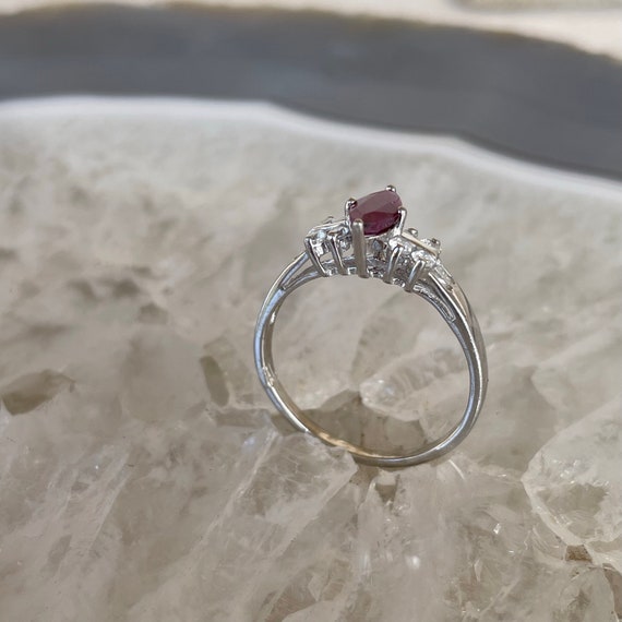 Natural Ruby ring in Sterling silver, side CZs, s… - image 8