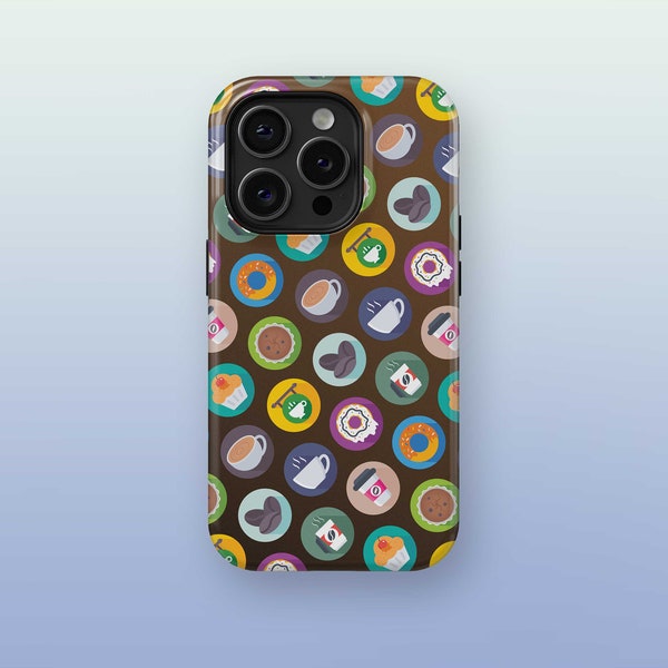 Colorful Modern Coffee Shop Icon Phone Case for iPhone and Samsung, Tough + Snap + Clear Cases with Unique Coffee Design