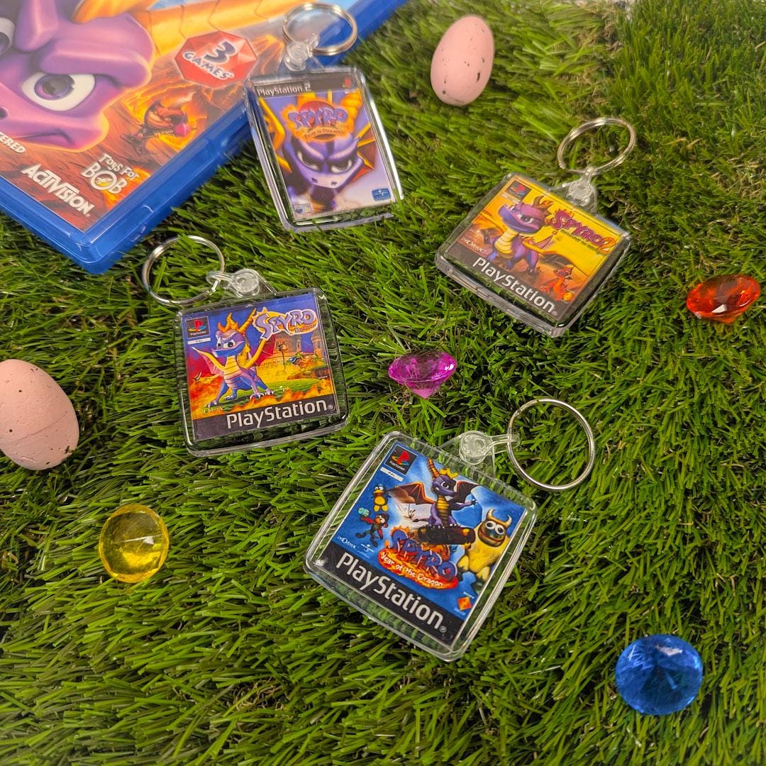 Spyro the Purple Dragon Retro Vintage Gaming Acrylic Keyring